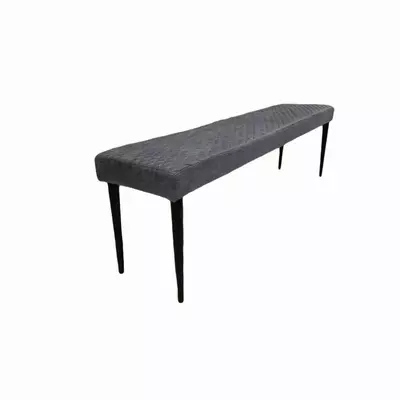 Quilted Fabric Bench Seat with Dark Metal Legs | Pattens